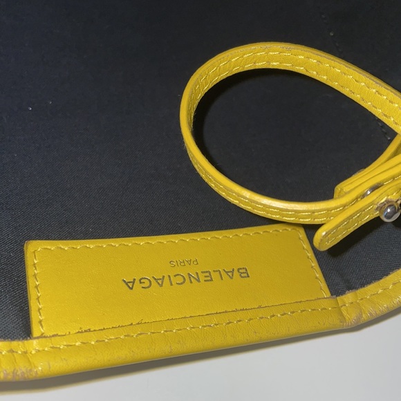 Authentic BALENCIAGA Caba S Hand Bag Canvas Leather White Yellow - Picture 11 of 16
